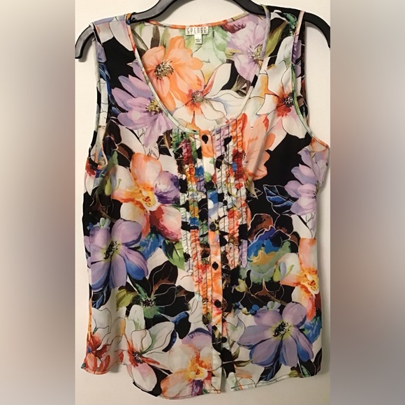 Spence multicolor, floral sleeveless blouse size large - Picture 2 of 8